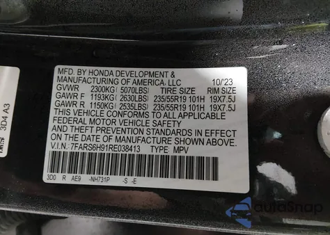 2024 Honda Cr-V Hybrid Sport Touring from USA, damaged, VIN 7FARS6H91RE038413